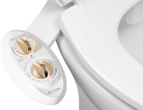 LUXE Bidet NEO 120 - Self-Cleaning Nozzle, Fresh Water Non-Electric Bidet Attachment for Toilet Seat, Adjustable Water Pressure, Rear Wash (Gold)