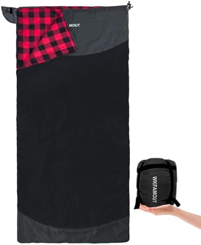 Backpacking Flannel Sleeping Bag Lightweight for Adults Hiking Ultralight Compact Sleeping Bag Portable Warm Weather Summer with Compression Sack