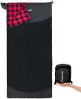 Backpacking Flannel Sleeping Bag Lightweight for Adults Hiking Ultralight Compact Sleeping Bag Portable Warm Weather Summer with Compression Sack