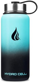 HYDRO CELL Stainless Steel Insulated Water Bottle with Straw - For Cold & Hot Drinks - Metal Vacuum Flask with Screw Cap and Modern Leakproof Sport Thermos for Adults (Teal/Black 32oz)