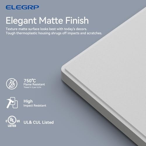 ELEGRP 4-Gang Screwless Decorative Wall Plates, Mid-Size Unbreakable Thermoplastic Faceplate Cover for Decorator Receptacle Outlet Switch, UL Listed (5 Pack, Matte White)
