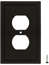 Modern Edge Decorative Wall Plate Switch Plate Outlet Cover, Durable Solid Zinc Alloy (Single Duplex 3PK, Matte Black)