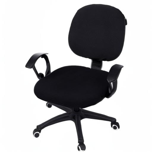 Smiry Stretch Jacquard Office Computer Chair Covers, Removable Washable Universal Desk Rotating Chair Slipcovers Protector, Seat + Backrest Cover, Black