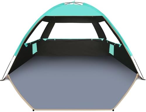 Gorich Beach Tent Sun Shelter for 3/4-5/6-7/8-10 Person with UPF 50＋ UV Protection, Lightweight & Easy Setup Beach Shade Canopy, Portable Beach Shade Tent Beach Cabana