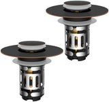 Hibbent 2 Pack 3 in 1 Bathroom Sink Drain Strainer, Pop Up Stopper with Removable Stainless Steel Filter Basket Hair Catcher, Sink Plug for 1.1''~2.36'' Basin, Brass Bullet Core, Oil Rubbed Bronze