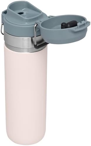 Stanley Quick Flip GO Water Bottle 24 oz | Push Button Lid | Leakproof and Packable for Travel and Sports | Insulated Stainless Steel | BPA-Free | Rose Quartz