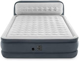 Intex 64447ED Dura-Beam Deluxe Ultra Plush Air Mattress with Headboard: Fiber-Tech – Queen Size – Built-in Electric Pump – 18in Bed Height – 600lb Weight Capacity