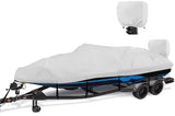 1200D Waterproof Boat Cover - Fits 16' to 18.5' ft Bass, V-Hull, Tri-Hull, Fish & Ski, Runabout Bowrider Boats - Heavy Duty Canvas Gray