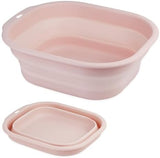 Collapsible Wash Basin Set of 2, Foldable Small Medium Size Wash Basin, Portable Plastic Basins for Laundry, Bottles, Travel, Camping (Pink)