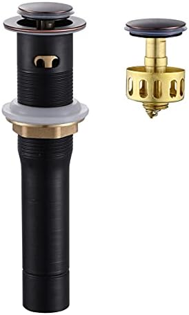 Pop up Sink Drain Stopper for Bathroom Vessel Vanity Sink Art Basin Oil Rubbed Bronze, Small Cap with Overflow, Metal Pop-up Drain Strainer with Detachable Basket Stopper