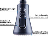 Hibbent Pull Down Spray Head, 3-Function Spray Nozzle with 15 Adapters, Kitchen Sink Faucet Head Replacement Compatible with Moen, American Standard, Delta, Kohler Faucets, Oil-Rubbed Bronze