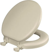 Mayfair Padded Toilet Seat, Cushioned Soft Vinyl over Wood Core Seat, Secure Hinges, Easy Clean, Round, Bone