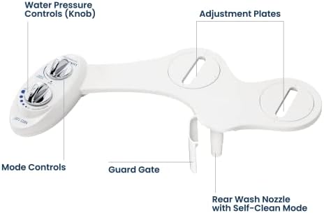 LUXE Bidet NEO 120 - Self-Cleaning Nozzle, Fresh Water Non-Electric Bidet Attachment for Toilet Seat, Adjustable Water Pressure, Rear Wash (White)