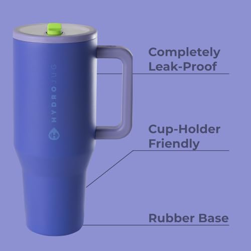 HydroJug Traveler - 40 oz Water Bottle with Handle & Flip Straw - Fits in Cup Holder, Leak Resistant Tumbler-Reusable Insulated Stainless Steel & Rubber Base - Gifts for Women & Men, Lime Rickey