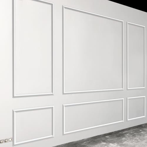 Pangda 3 Set Peel and Stick Wall Molding Kit, Premade Accent Molding Wainscoting Panel for Interior Wall Moulding Decor, Ready to Assemble Wainscoting Accent Panel (63 x 31 in,63 x 72 in)