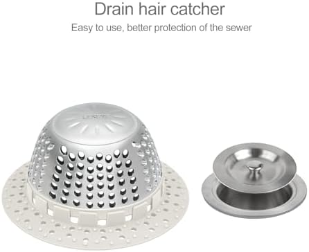 LEKEYE Shower Drain Hair Catcher/Shower Drain Cover/Drain Protector for Pop-Up & Regular Drains(Light Gray)