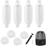 Affordura Boat Fender 4 Pack Boat Bumpers Fenders with 4 Ropes, Boat Bumpers for Pontoon Boat Fenders Inflatable