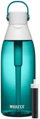 Brita Hard-Sided Plastic Premium Filtering Water Bottle, BPA-Free, Reusable, Replaces 300 Plastic Water Bottles, Filter Lasts 2 Months or 40 Gallons, Includes 1 Filter, Sea Glass - 36 oz.