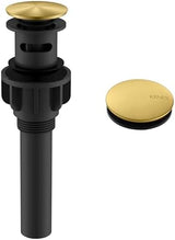 KENES Brushed Gold Pop Up Bathroom Sink Drain with Overflow Assembly with Strainer Lavatory Vanity Vessel Pop Up Drain Stopper