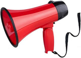 MyMealivos Portable Megaphone Bullhorn 20 Watt Power Megaphone Speaker Voice and Siren/Alarm Modes with Volume Control and Strap (Red)