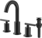 TRUSTMI Bathroom Faucet 3 Hole 2-Handle 8 inch Wide-Spread Bathroom Sink Faucet with Pop Up Drain and cUPC Waterlines, Matte Black