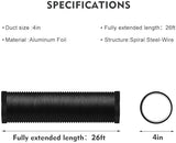 4-Inch Dryer Vent Hose 26FT, Flexible Aluminum Duct with 2 Clamps, Heavy-Duty Four Layer Protection for HVAC Ventilation and Exhaust Black