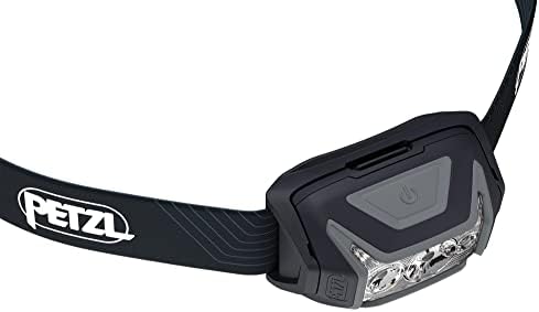 PETZL ACTIK Headlamp - Powerful 450 Lumen Light with Red Lighting, for Hiking, Climbing, Running, and Camping - Grey