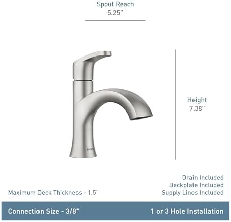 Moen Karis Black Matte One-Handle Single Hole Bathroom Sink Faucet with Optional Deckplate, 84346BL