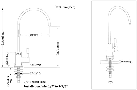 Havin Gold Drinking Water Faucet,Brushed Gold Reverse Osmosis Faucet,Water Filter Faucet for Kitchen Sink Use,Beverage Faucet,Lead-Free Stainless Steel(Brushed Gold)