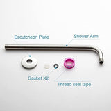 OFFO Shower Arm with Flange, 16 Inches Brushed Nickel Wall Mount Replacement Angle Shower Head Arm Wall-Mounted For Fixed Shower Head & Handheld Showerhead