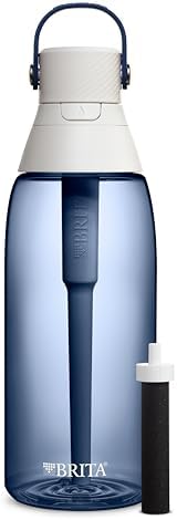 Brita Hard-Sided Plastic Premium Filtering Water Bottle, BPA-Free, Reusable, Replaces 300 Plastic Water Bottles, Filter Lasts 2 Months or 40 Gallons, Includes 1 Filter, Night Sky - 36 oz.