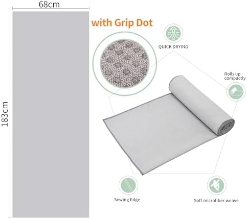 2 Pack Hot Yoga Towel with Grip Dot，Stickyfiber Yoga Mat Towels Non Slip for Hot Yoga,Absorbent Microfiber Sweat Anti-Slip Cover,Bikram,Pilates,Exercise,Fitness
