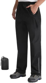iCreek Men's Waterproof Rain Pants Lightweight Packable Windproof Outdoor Over Pants for Hiking Fishing Golf