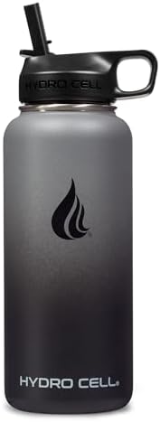 HYDRO CELL Stainless Steel Insulated Water Bottle with Straw - For Cold & Hot Drinks - Metal Vacuum Flask with Screw Cap and Modern Leakproof Sport Thermos for Adults (Graphite/Black 32oz)