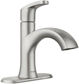 Moen 84346SRN Karis Spot Resist Brushed Nickel One-Handle Single Hole Bathroom Sink Faucet with Optional Deck Plate