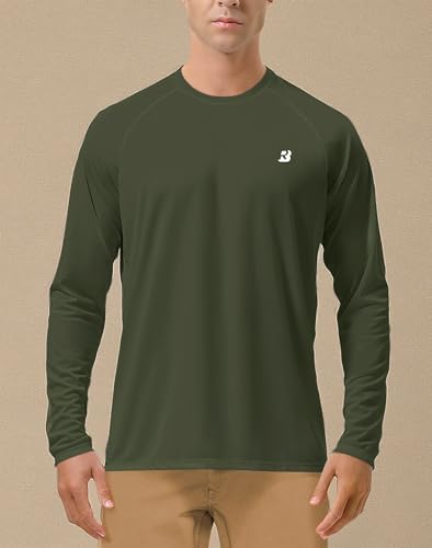 Roadbox Mens UPF 50+ UV Sun Protection Shirts Outdoor Long Sleeve SPF Rash Guard for Fishing Hiking Swimming Running