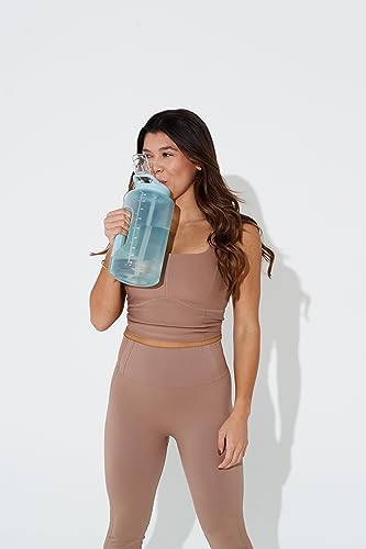 ZULU Goals Large Water Bottle Jug with Time Marker & Handle for All Day Hydration | Silicone Soft Straw with Locking Leak-Proof Lid | For Gym, Camping, Workout, and Outdoors | BPA-Free | 64oz, 128oz