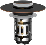 Hibbent Upgraded 3 in 1 Bathroom Sink Drain Strainer, Universal Pop Up Stopper with Removable Stainless Steel Filter Basket Hair Catcher, Sink Plug for 1.1''~2.36'' Basin, Oil-Rubbed Bronze