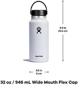 Hydro Flask Wide Mouth vacuum insulated stainless steel water bottle with leakproof closeable lid for cold water drinks, sports, travel, car and school