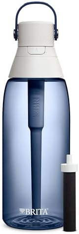 Brita Hard-Sided Plastic Premium Filtering Water Bottle, BPA-Free, Reusable, Replaces 300 Plastic Water Bottles, Filter Lasts 2 Months or 40 Gallons, Includes 1 Filter, Night Sky - 36 oz.