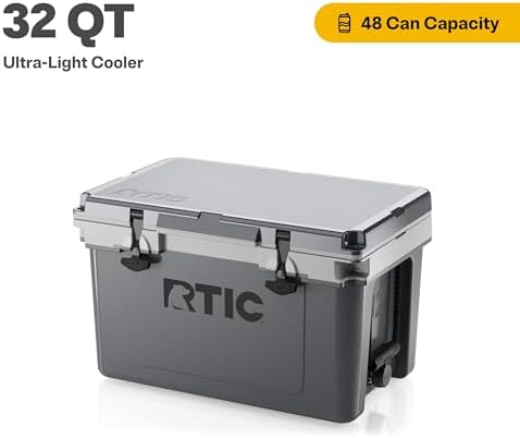 RTIC Ultra-Light 32 Quart Hard Cooler Insulated Portable Ice Chest Box for Drink, Beverage, Beach, Camping, Picnic, Fishing, Boat, Barbecue, 30% Lighter Than Rotomolded Coolers