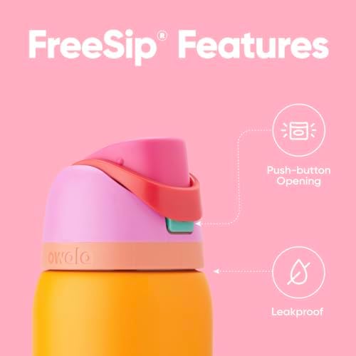 FreeSip Insulated Stainless Steel Water Bottle with Straw for Sports, Travel, and School BPA-Free Sports Water Bottle, 32 oz, Tropical