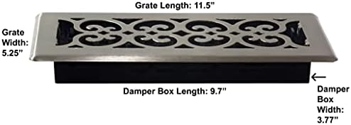 Decor Grates SPH410-NKL-8 Scroll Design Floor Register, 4x10 Inches, Brushed Nickel Finish, 8 Pack