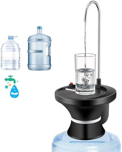 Drinking Water Dispenser Pump, Automatic Electric Drinking Water Bottle Pump for 2-5 Gallon Water Jugs, USB Rechargeable with 2 Switch Control, Stable and Portable for Home, Kitchen, Office, Camping