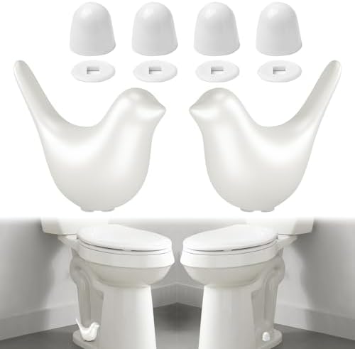 2Packs Ceramic White Birds Toilet Bolt Covers & 4Packs Universal Toilet Bolt Caps, Cute Bathroom Decorative Toilet Floor Screw Cover Caps Easy Installation