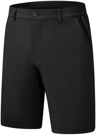 Rdruko Men's Golf Stretch Shorts 9 Inch Inseam Casual Dress Elastic Waist Flat Front Dry Fit Shorts with 5 Pockets