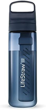 LifeStraw Go Series Water Filter Bottle - BPA-Free, Removes Bacteria, Parasites, Microplastics, Improves Taste, 22oz, Aegean Sea