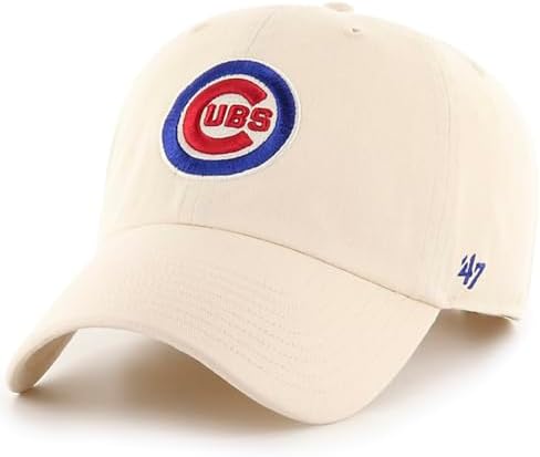47 Brand MLB Natural Primary Logo Clean Up Adjustable Baseball Cap Hat, Adult One Size Fits All