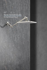 11 Inch Adjustable Shower Head Extension Arm With Locking Set Screw, Singing Rain Brass Nickel Brushed Angle Height Adjustable, Easy To Install, G1/2 Universal Connector Compatible (Nickel Brushed)