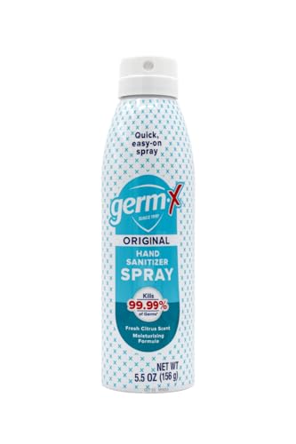 Germ-X Hand Sanitizer Spray, Non-Drying & Moisturizing with Vitamin E, Instant and No Rinse Formula, Fresh Citrus Scent, Back to School Supplies, Paraben Free, 5.5 Oz (Pack of 6)